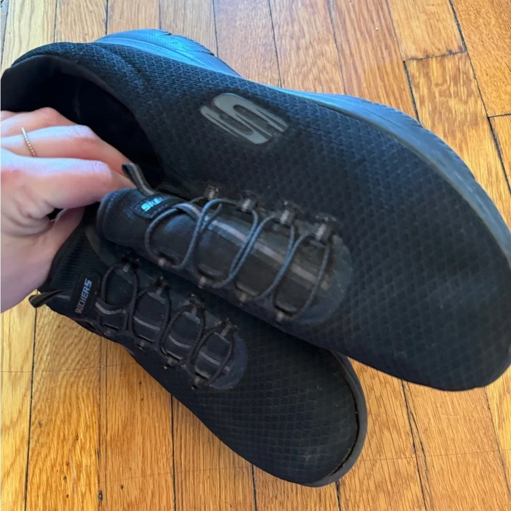 Skechers women’s Black Slip-On Mesh Walking Shoes